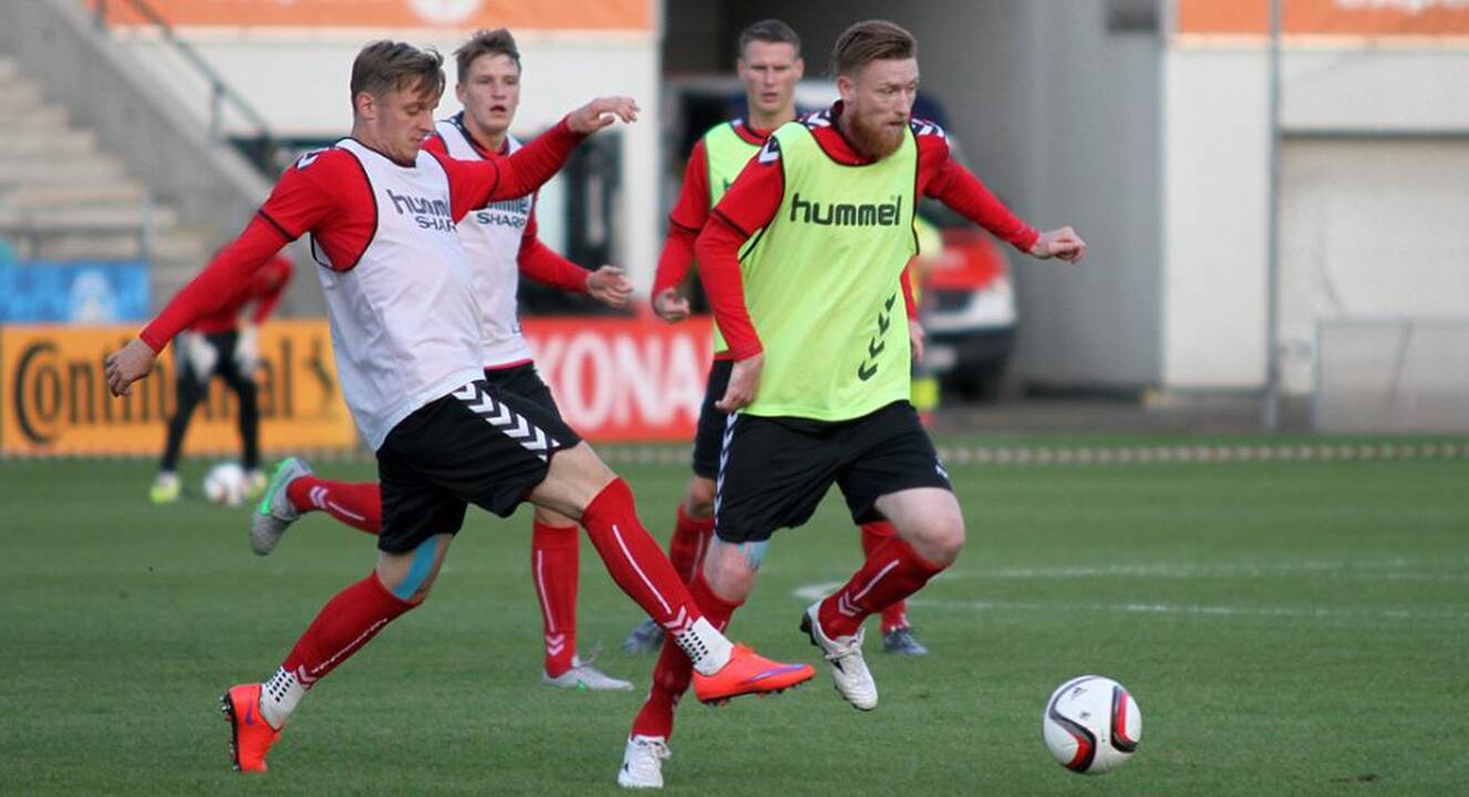 Lietuvos futbolo rinktinės treniruotė prieš mačą su estais