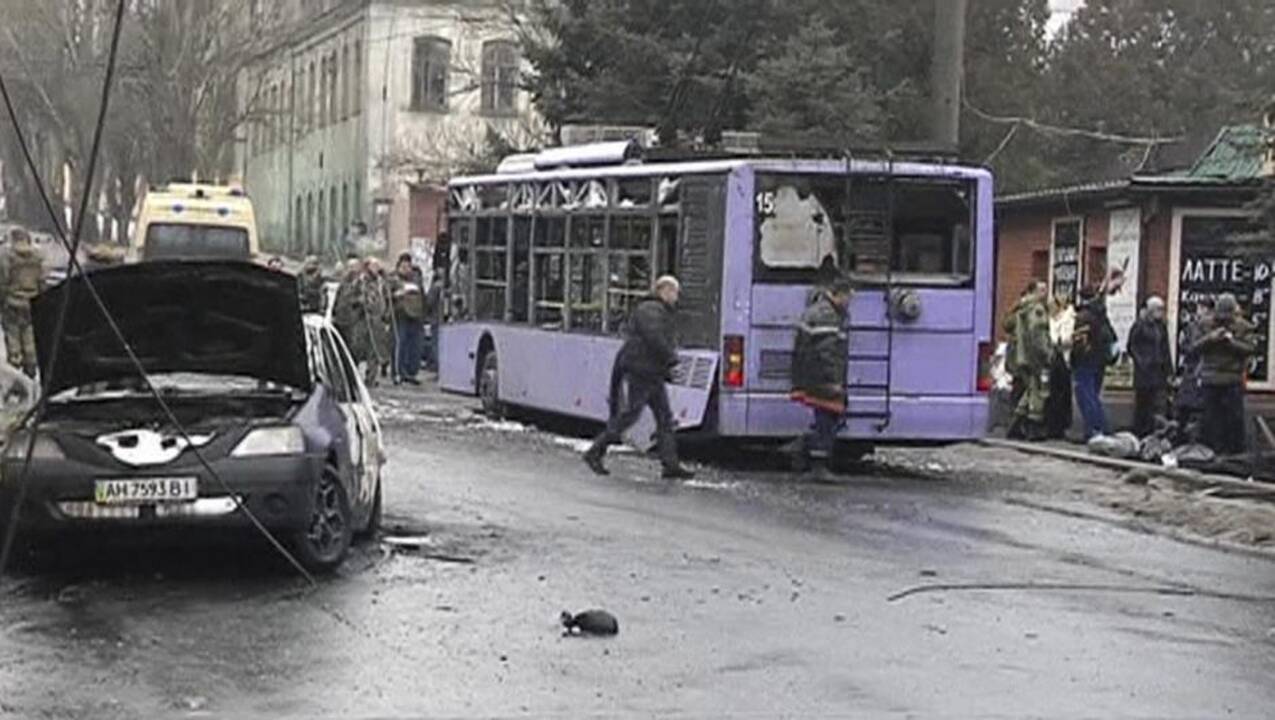 Donecke sviedinys sunaikino troleibusą