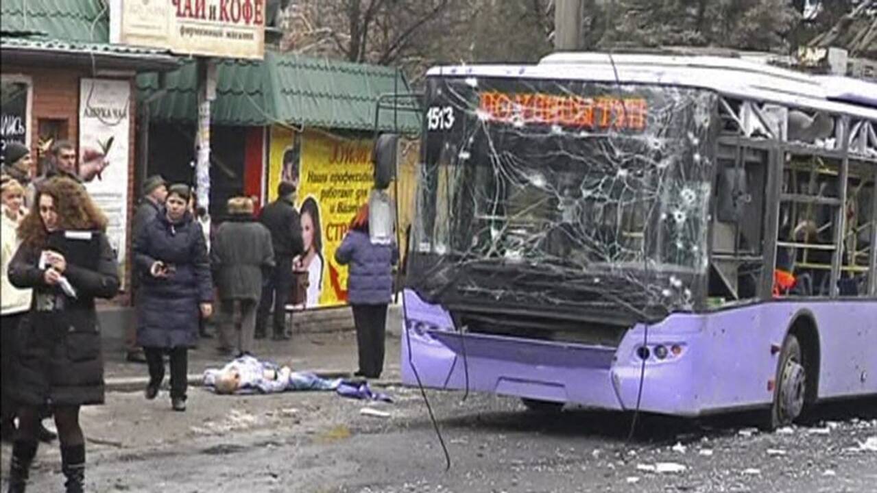Donecke sviedinys sunaikino troleibusą