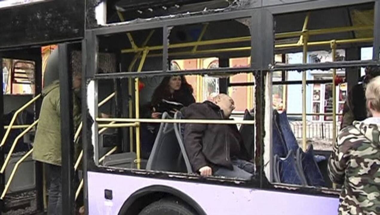 Donecke sviedinys sunaikino troleibusą