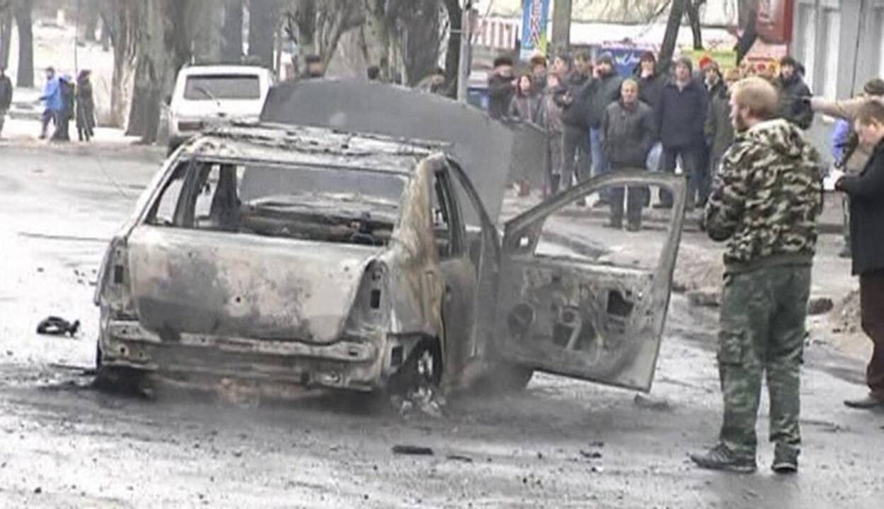 Donecke sviedinys sunaikino troleibusą
