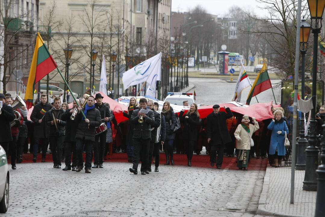 Nešė įspūdingo dydžio vėliavą