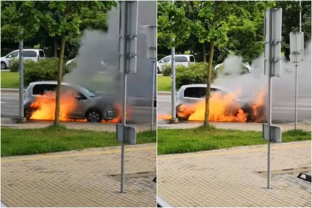 Sostinėje liepsnos pasiglemžė automobilį