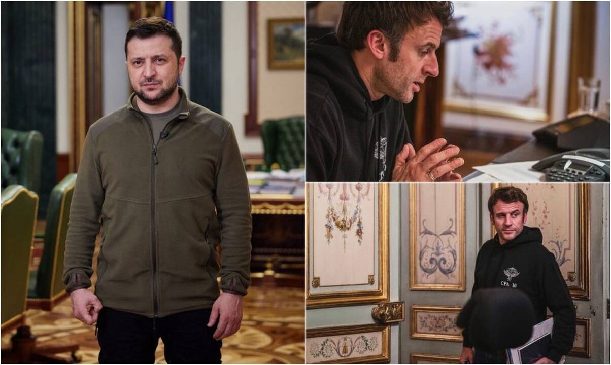 Volodymyras Zelenskis ir Emmanuelis Macronas