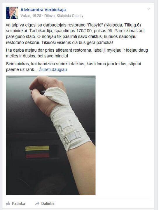 Faktas: A.Verbickaja patyrė smurtą – tai vakar konstatavo teismo medicinos ekspertas.