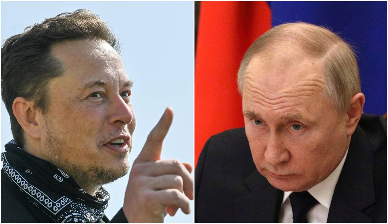 Elonas Muskas (kairėje) ir Vladimiras Putinas