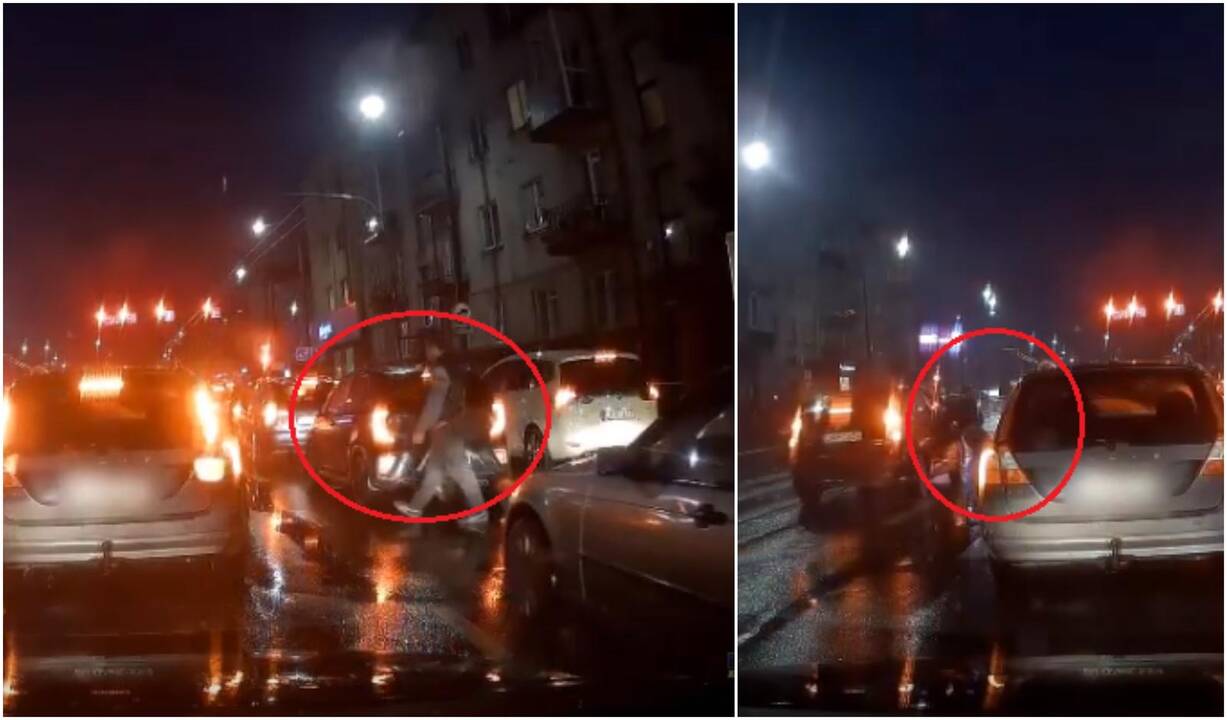 Tarp mašinų nardęs ir kliudytas pėsčiasis dar aprėkė vairuotoją (vaizdo įrašas)