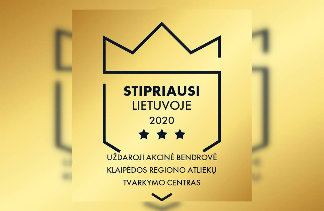 KRATC suteiktas sertifikatas  „Stipriausi Lietuvoje 2020“