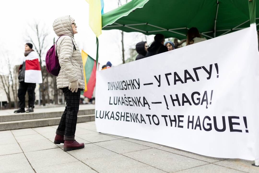 Lietuvoje gyvenančių baltarusių protesto akcija „Lukašenką – į smulkintuvą“