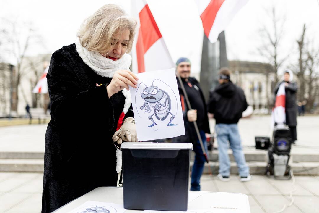 Lietuvoje gyvenančių baltarusių protesto akcija „Lukašenką – į smulkintuvą“