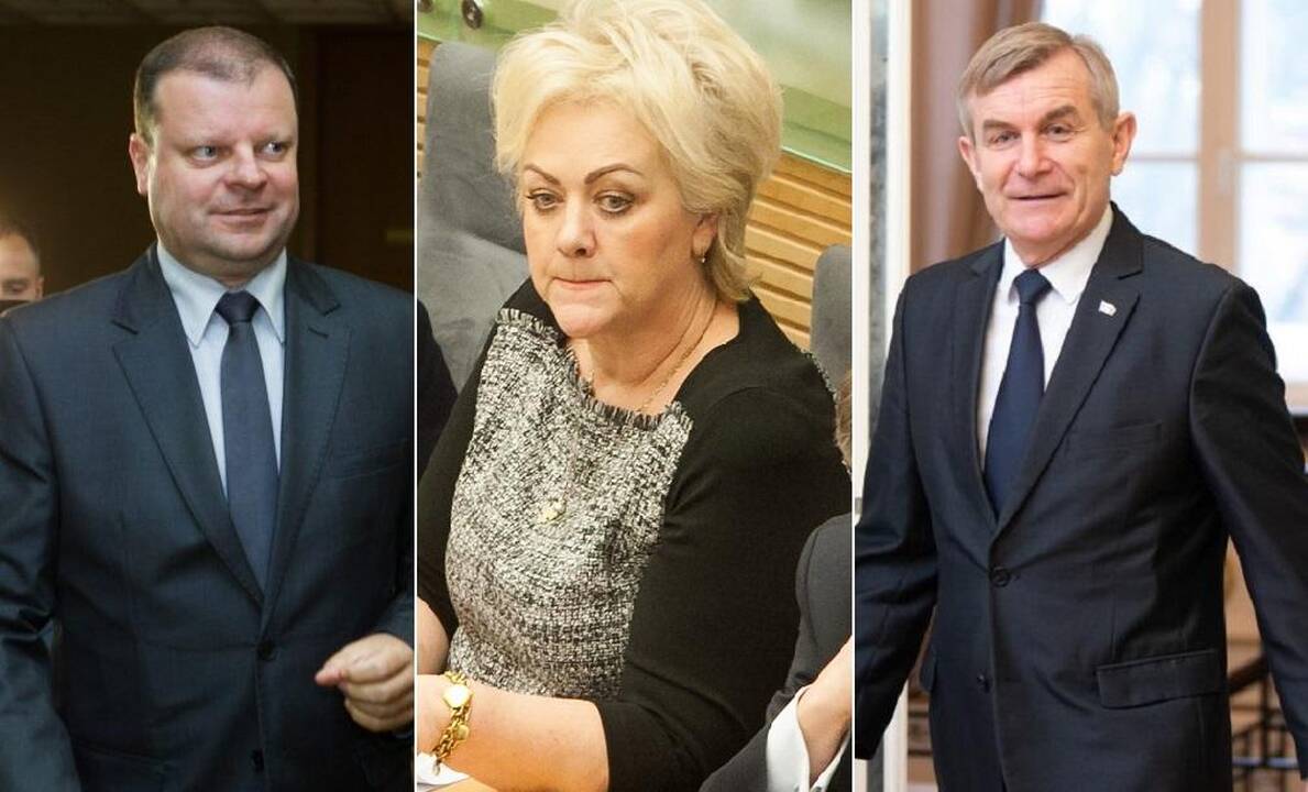 Saulius Skvernelis (iš kairės), Irina Rozova, Viktoras Pranckietis