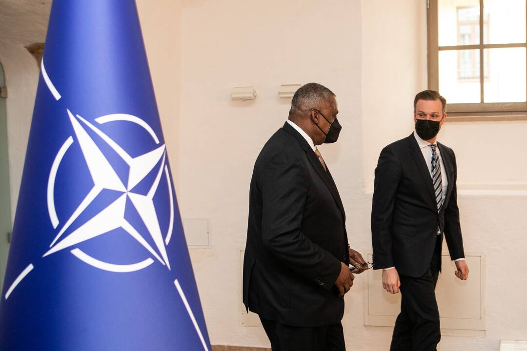 JAV gynybos sekretoriaus ir G. Landsbergio spaudos konferencija