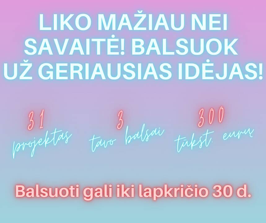 „Tavo idėja“: išrinkti geriausiems sumanymams liko mažiau nei savaitė
