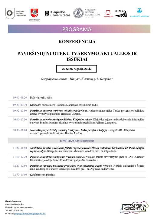 Kviečiama į konferenciją „Paviršinių nuotekų tvarkymo aktualijos ir iššūkiai“