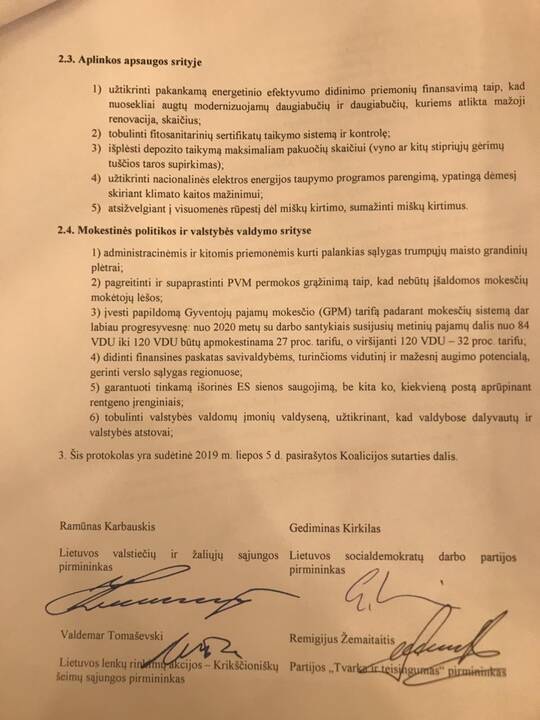 Koalicijos sutarties pasirašymas
