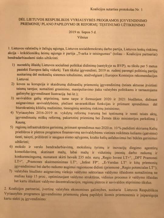 Koalicijos sutarties pasirašymas