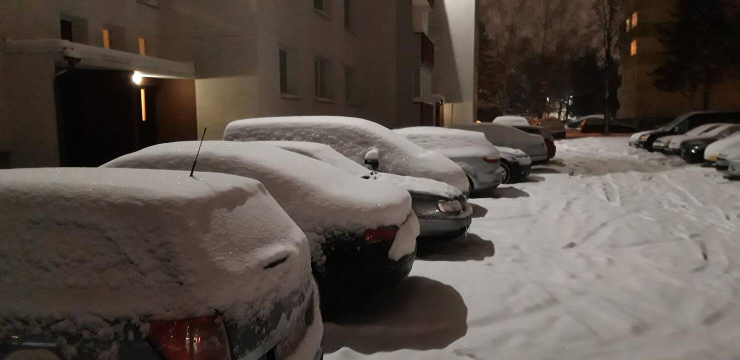 Apsnigti kauniečių automobiliai
