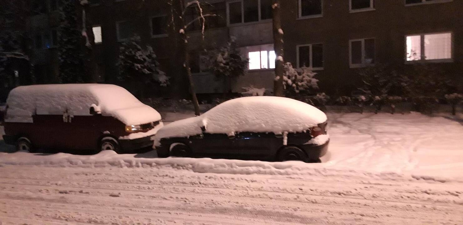 Apsnigti kauniečių automobiliai