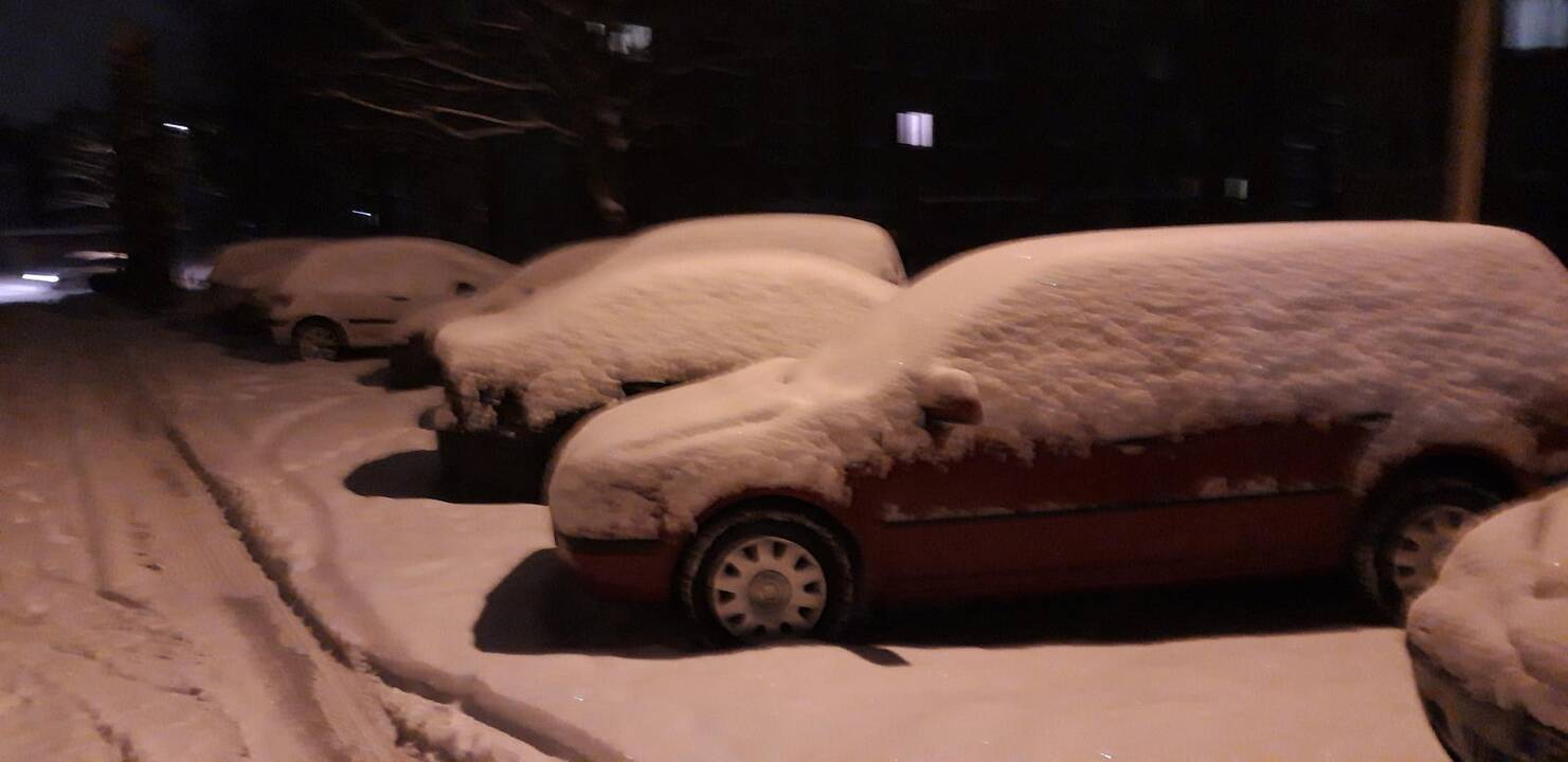 Apsnigti kauniečių automobiliai