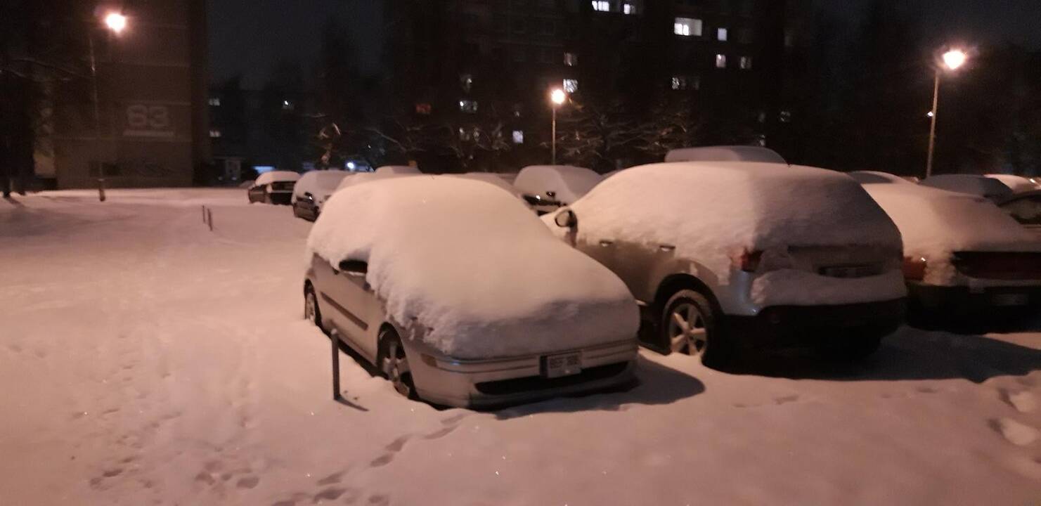 Apsnigti kauniečių automobiliai