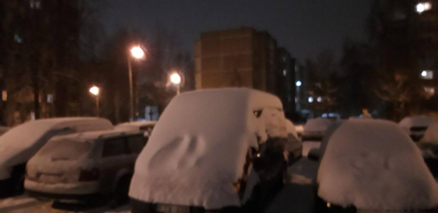 Apsnigti kauniečių automobiliai