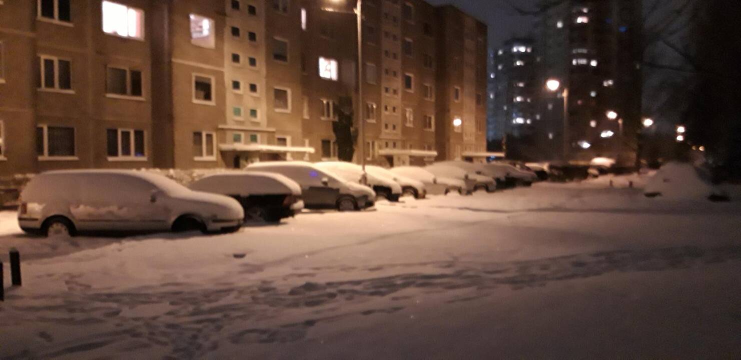 Apsnigti kauniečių automobiliai
