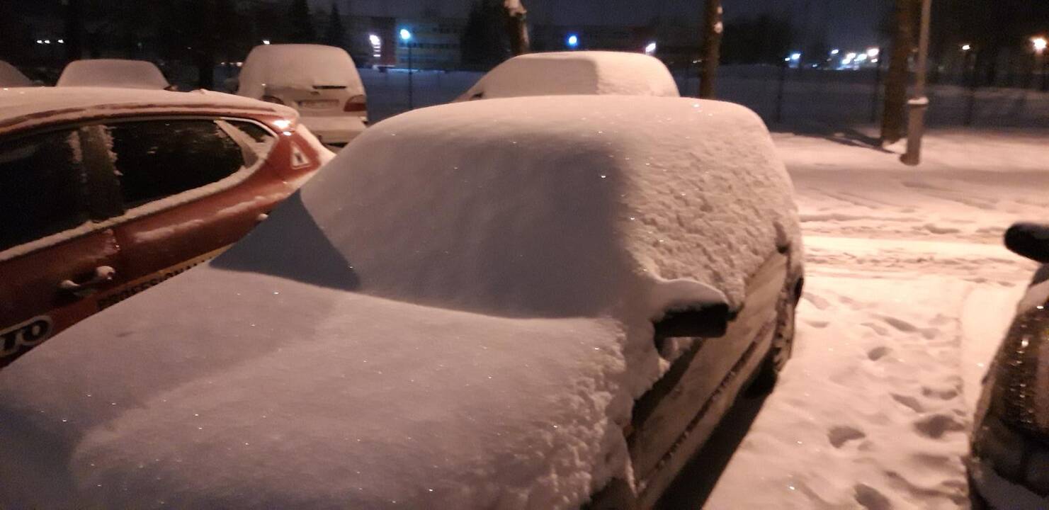 Apsnigti kauniečių automobiliai