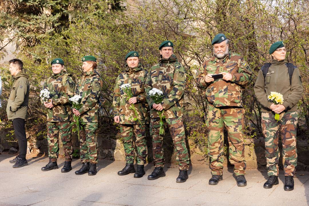 JAV karių pagerbimas prie JAV ambasados Vilniuje