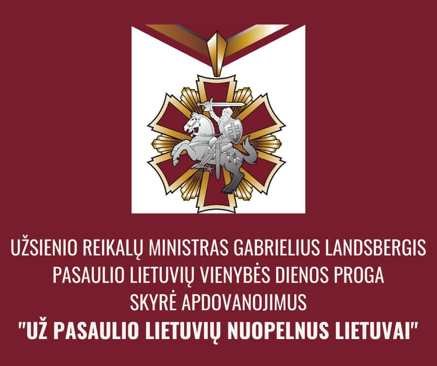 Pasaulio lietuvių vienybės proga garbės ženklu apdovanota JAV lietuvių bendruomenė