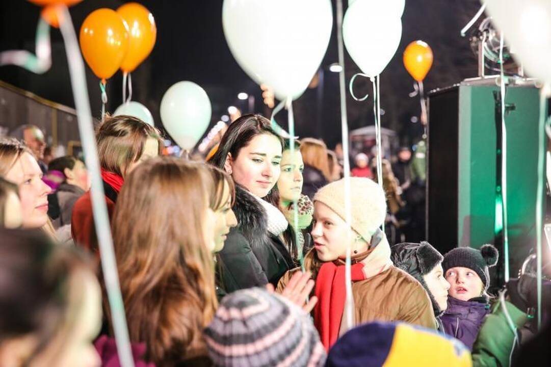 Laisvės alėjoje sužibo studentų dabinta eglė