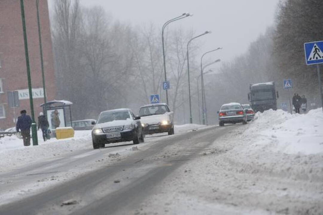 Žiema Klaipėdoje: eismo sąlygos sudėtingos