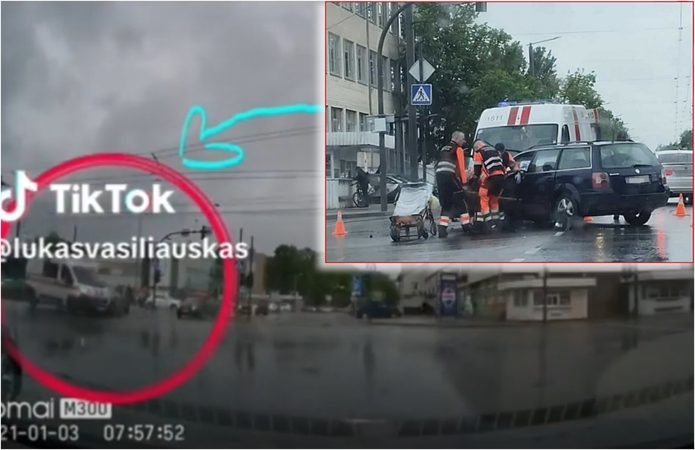 Nufilmuotas „greitukės“ ir „VW Passat“ susidūrimas netoli „Girstučio“