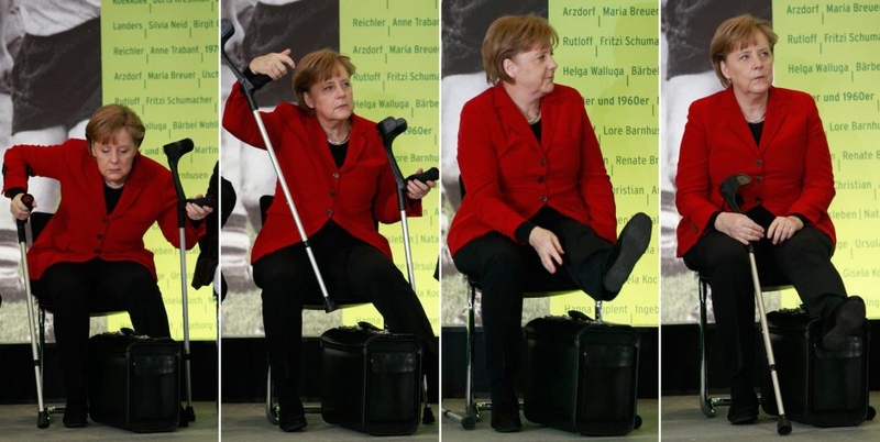 Slidinėdama susižalojo Vokietijos kanclerė A. Merkel 