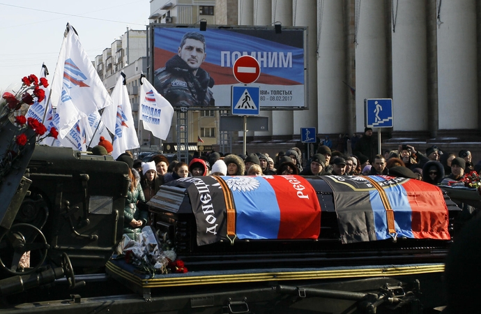 Donecke tūkstančiai žmonių atsisveikina su separatistų bataliono vadu