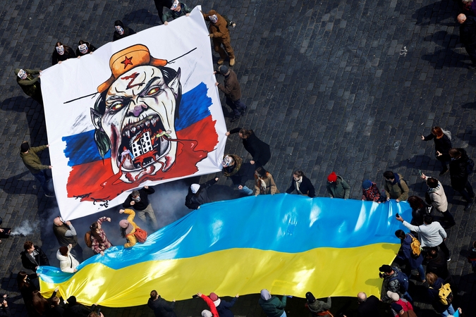 Ukrainos palaikymo akcija Prahoje