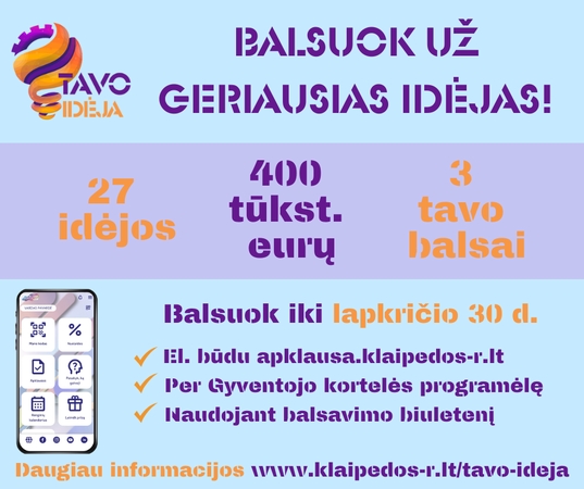 Projektas „Tavo idėja“: prasideda balsavimas! Išsirinkite labiausiai patikusias idėjas