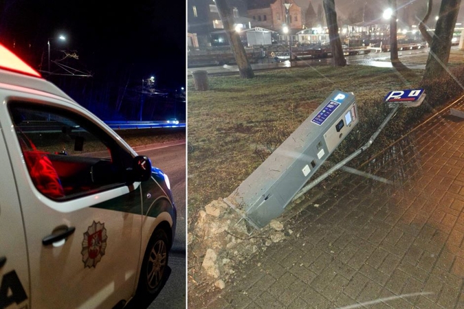 Nuostoliai: „Audi A4“ girtas vairuotojas Danės gatvėje pasivažinėjo šaligatviu ir nuskynė stovos skaitiklį.