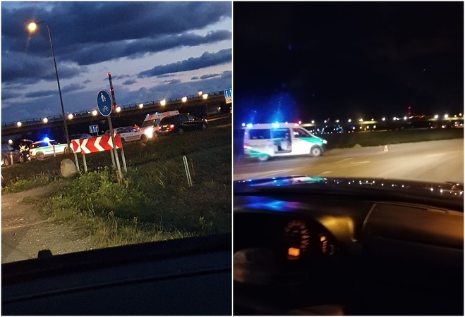 Jakų žiede partrenktas dviratininkas: prireikė medikų pagalbos