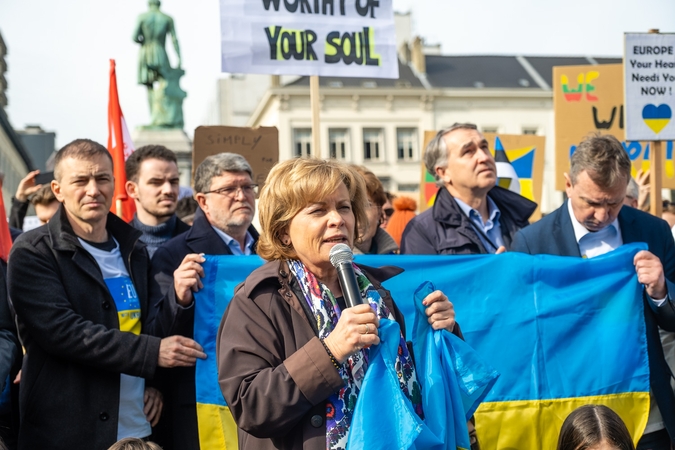 EP narė R. Juknevičienė Ukrainos palaikymo mitinge Briuselyje