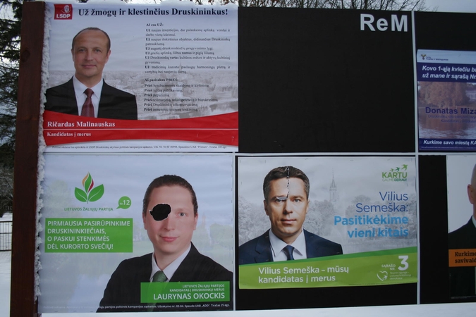 Druskininkuose nuplėšti kandidatų rinkiminiai plakatai