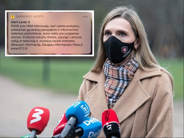 Ministrė ragina žmones pasitikrinti telefonus, ar per pratybas gavo žinutes