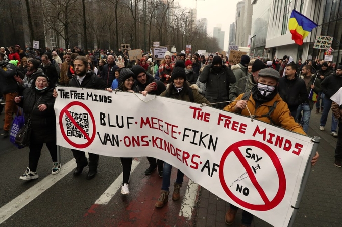 Belgai toliau protestuoja prieš pandemijos suvaržymus ir sveikatos pasą