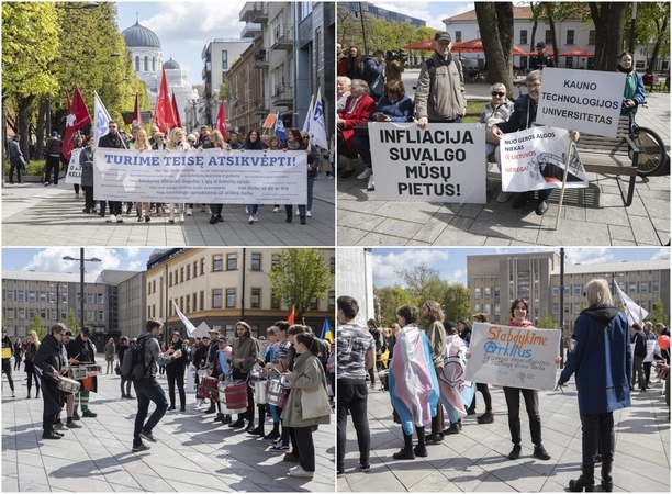 Profesinių sąjungų eisena Kaune: reikalavo poilsio ir didesnės algos