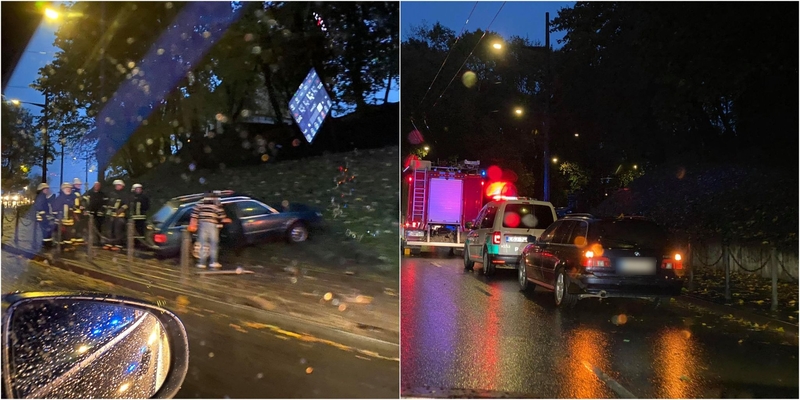 Ant Parodos kalno stulpelį kliudęs automobilis įklampino vairuotojus spūstyje