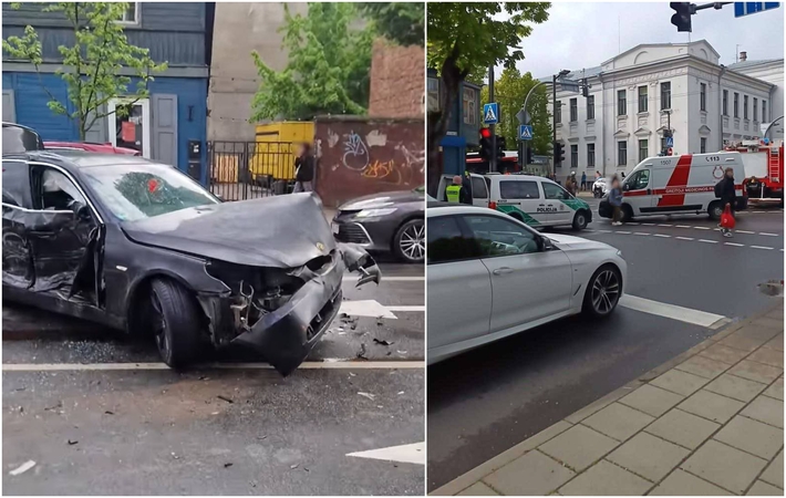 Kauno centre įvyko stipri avarija: yra nukentėjusių žmonių, BMW vairuotojas – girtas
