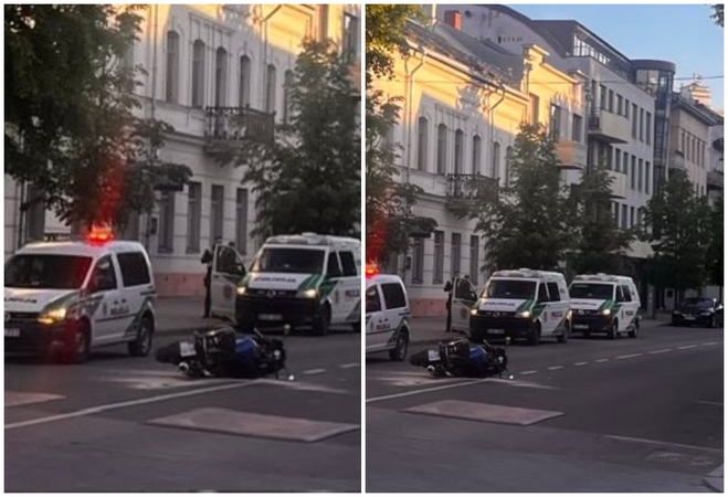 Kauno centre vyras vartė ir gėlių vazonus, ir motociklus