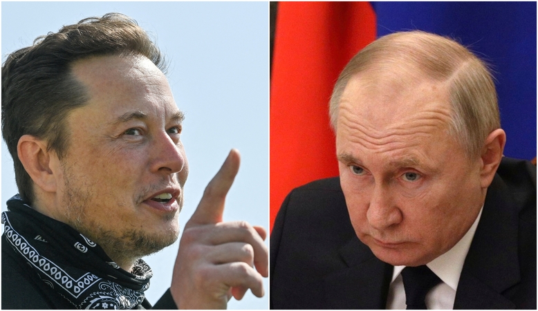 Elonas Muskas (kairėje) ir Vladimiras Putinas