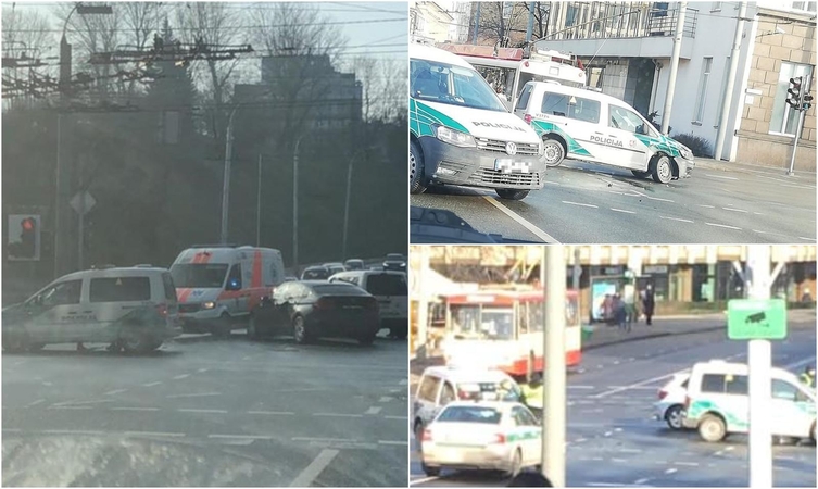 Sostinėje BMW vairuotojas nepraleido skubančių pareigūnų: vyrai išvežti į ligoninę