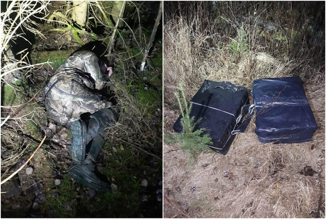 Kontrabandą nešusio vyro neišgelbėjo nė tamsa: sulaikyti padėjo tarnybinis šuo