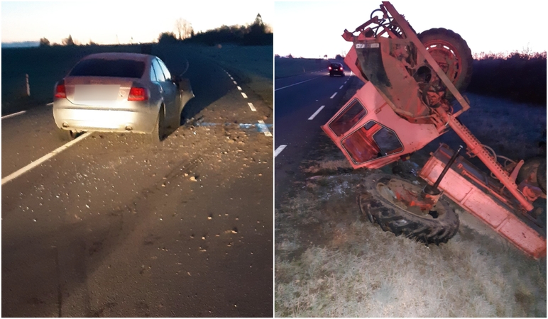 Alytaus policija ieško liudininkų, mačiusių automobilio ir traktoriaus avariją